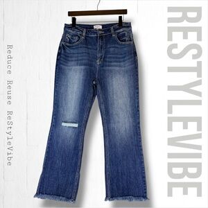 ANNIEWEAR Women’s Size L Denim Jeans High Rise Wide Leg Ankle Style Fit Stretch